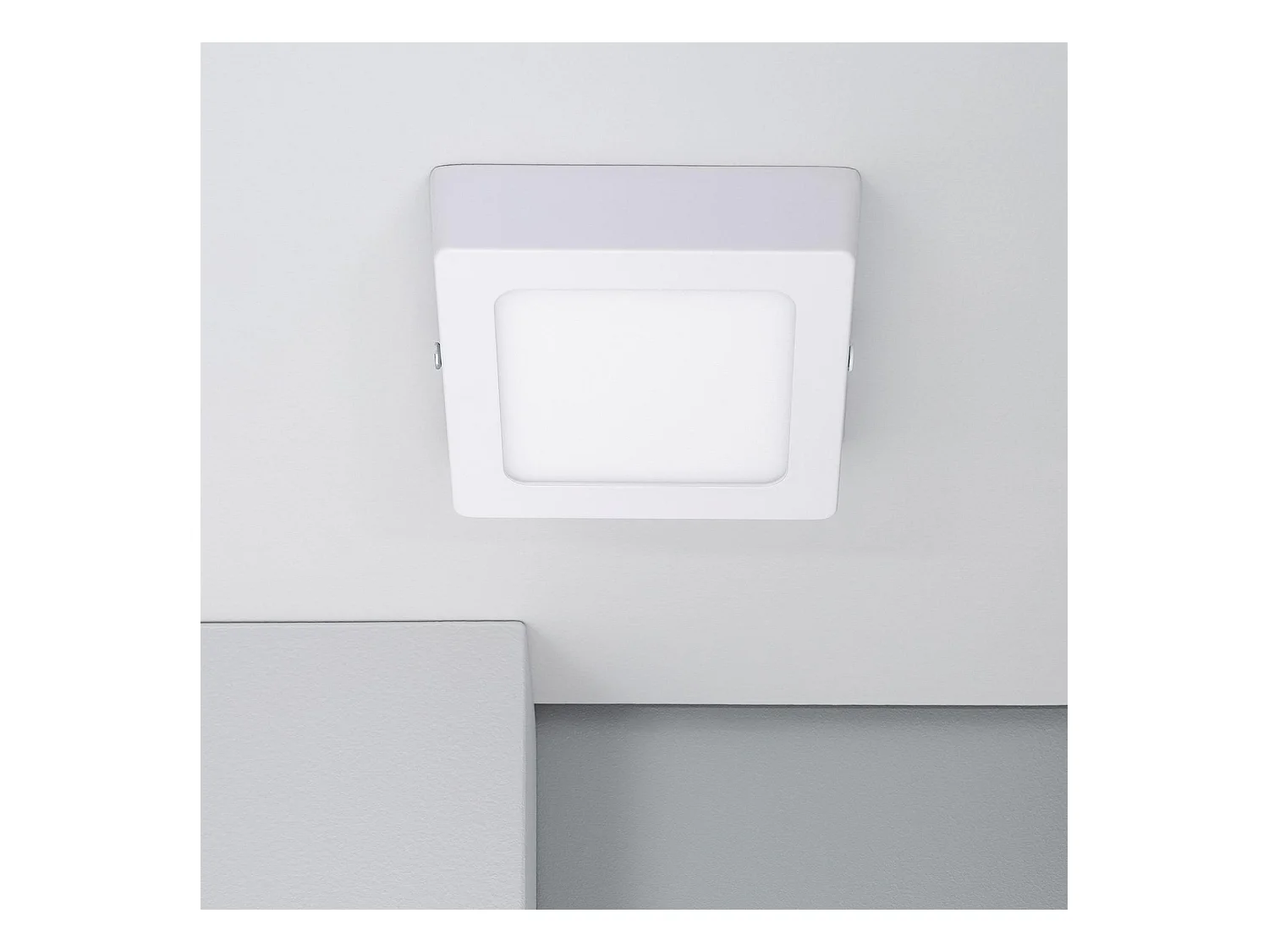 Plafoniera LED 6W Quadrato Alluminio 105x105 mm Slim CCT Selezionabile Galán SwitchDimm Bianco