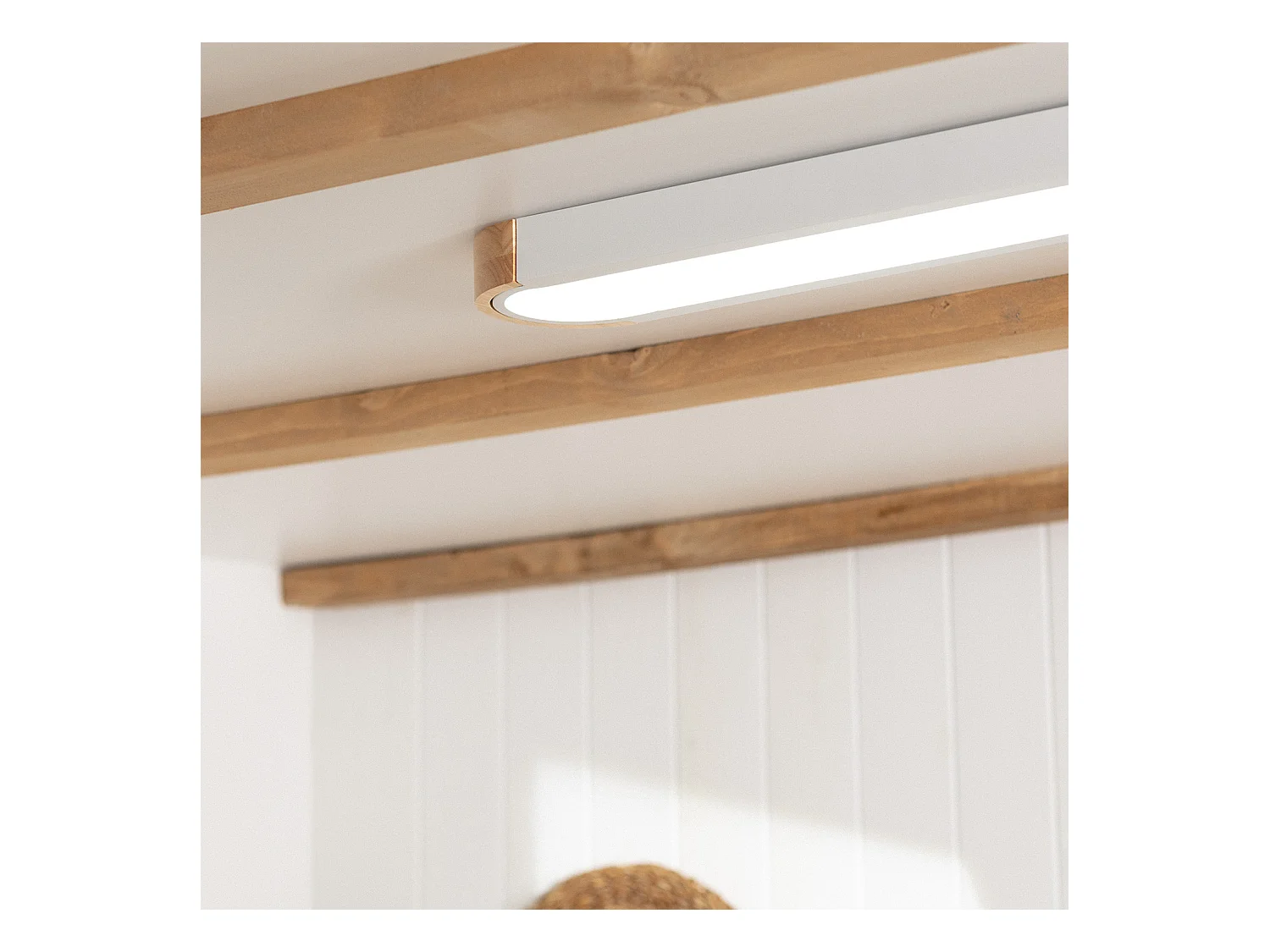 Plafón LED 18W Madera y Metal 140x650 mm CCT Seleccionable Dari Lang Blanco