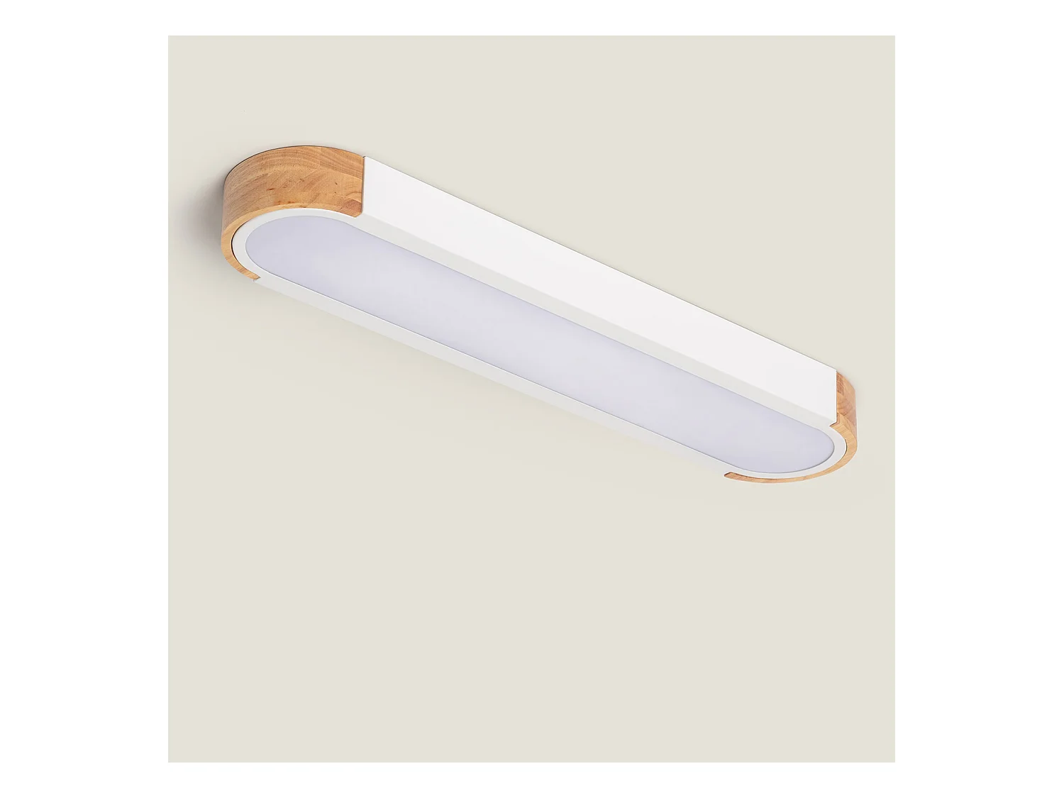 Plafón LED 18W Madera y Metal 140x650 mm CCT Seleccionable Dari Lang Blanco