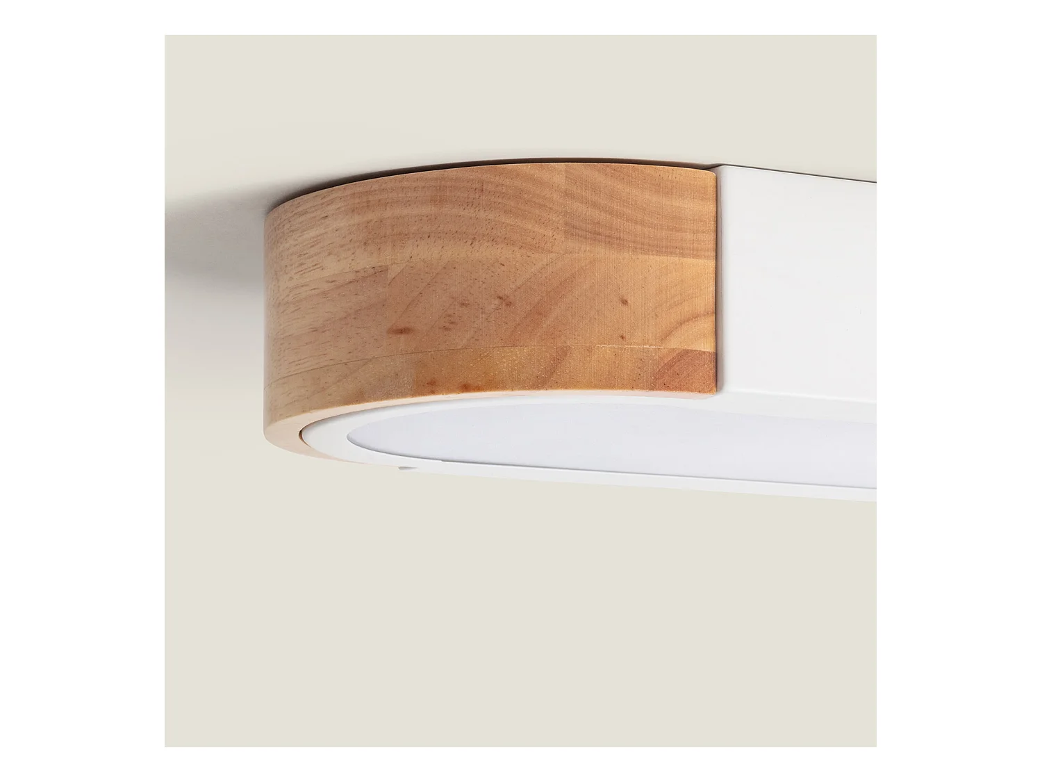 Plafón LED 18W Madera y Metal 140x650 mm CCT Seleccionable Dari Lang Blanco