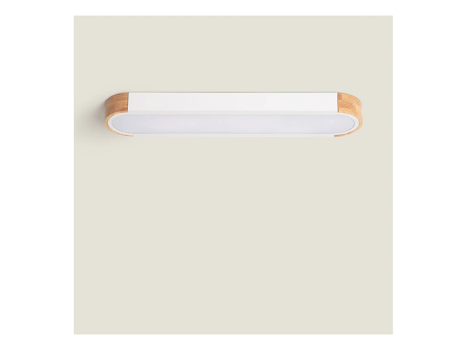Plafonnier LED 18W Bois et Métal 140x650 mm CCT Sélectionnable Dari Lang Blanc