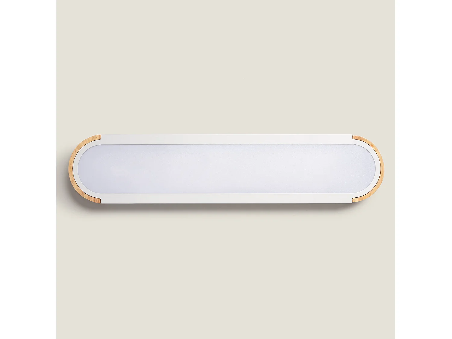 Plafonnier LED 18W Bois et Métal 140x650 mm CCT Sélectionnable Dari Lang Blanc