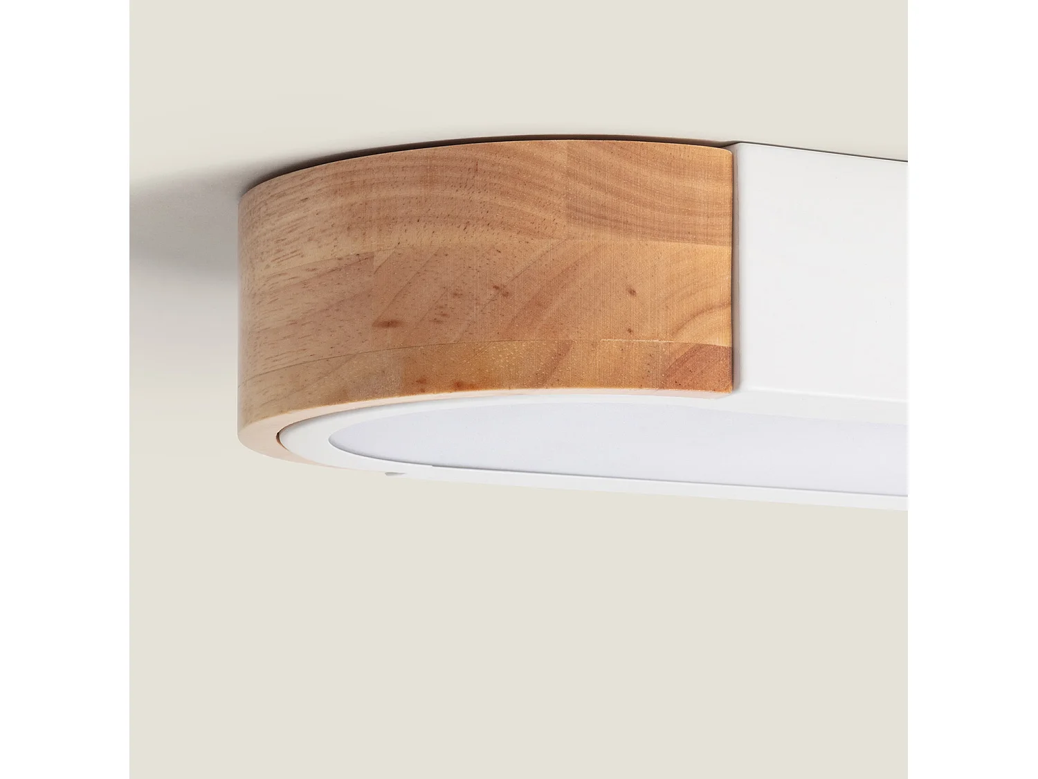 Plafonnier LED 18W Bois et Métal 140x650 mm CCT Sélectionnable Dari Lang Blanc