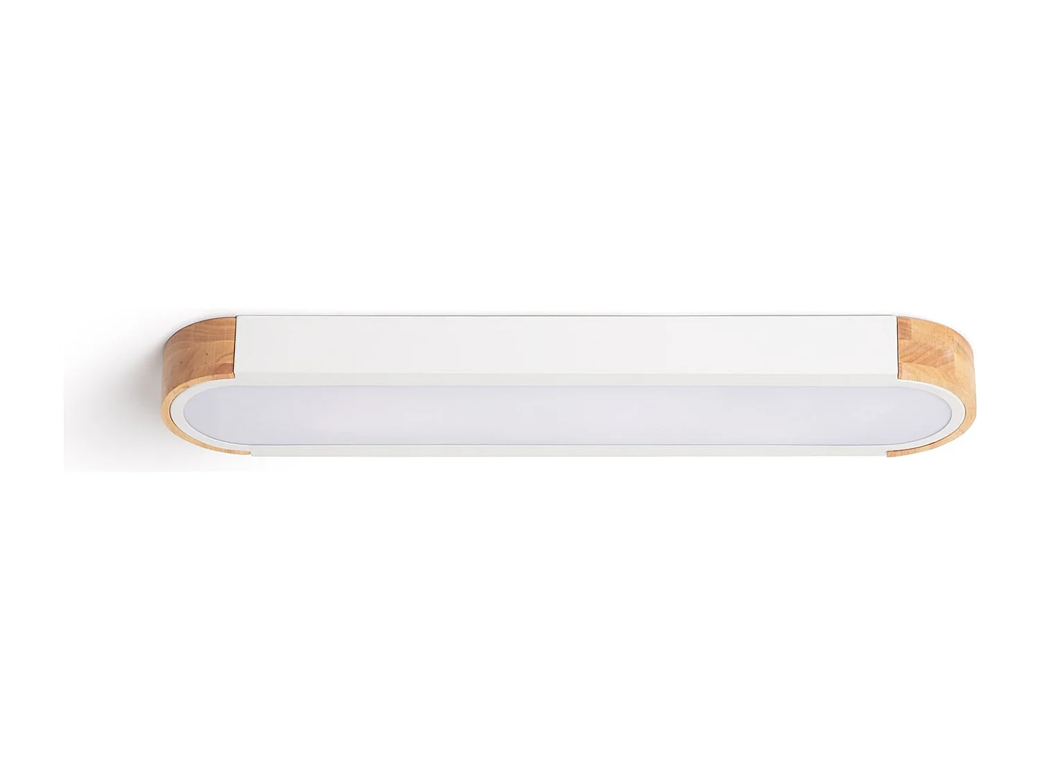 Plafonnier LED 18W Bois et Métal 140x650 mm CCT Sélectionnable Dari Lang Blanc
