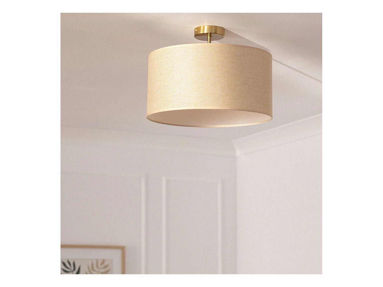 Lampada da Soffitto Metallo e Tessuto Quitón Beige