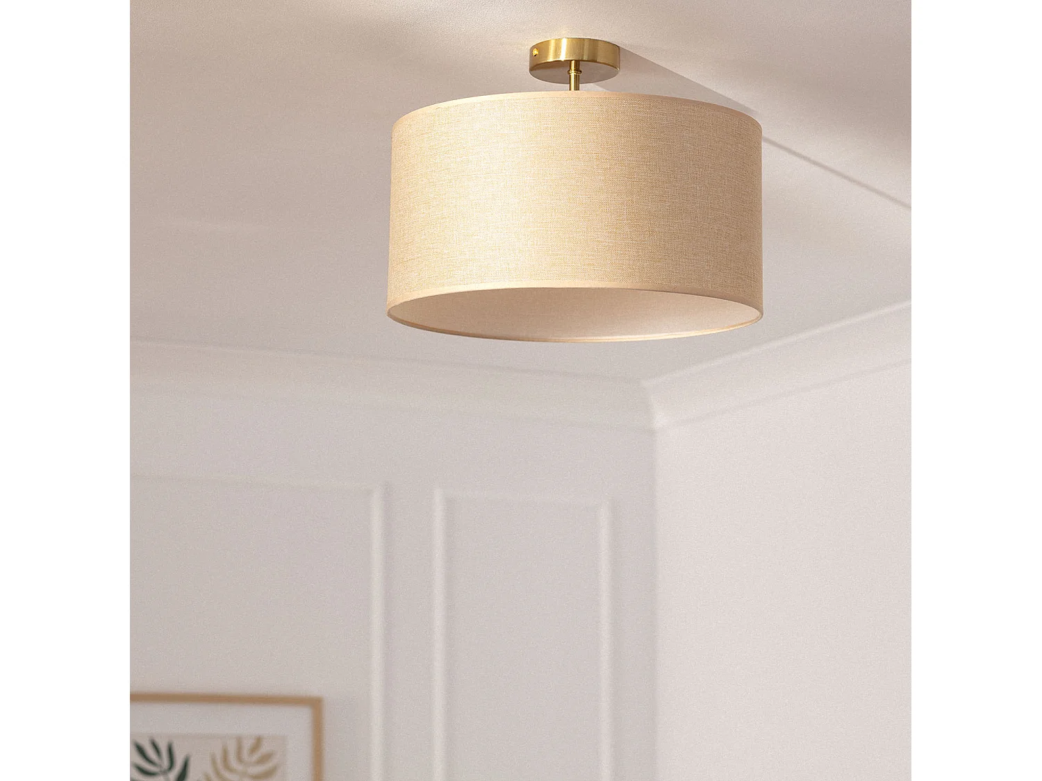 Lampada da Soffitto Metallo e Tessuto Quitón Beige