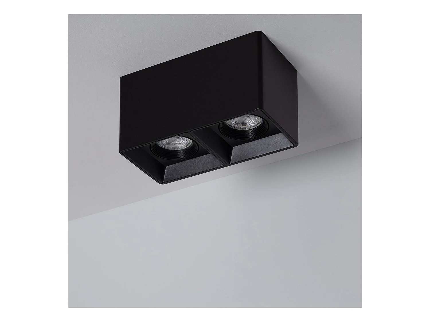 Plafonnier Space Carré Double Noir avec Ampoule GU10  4000K Blanc neutre