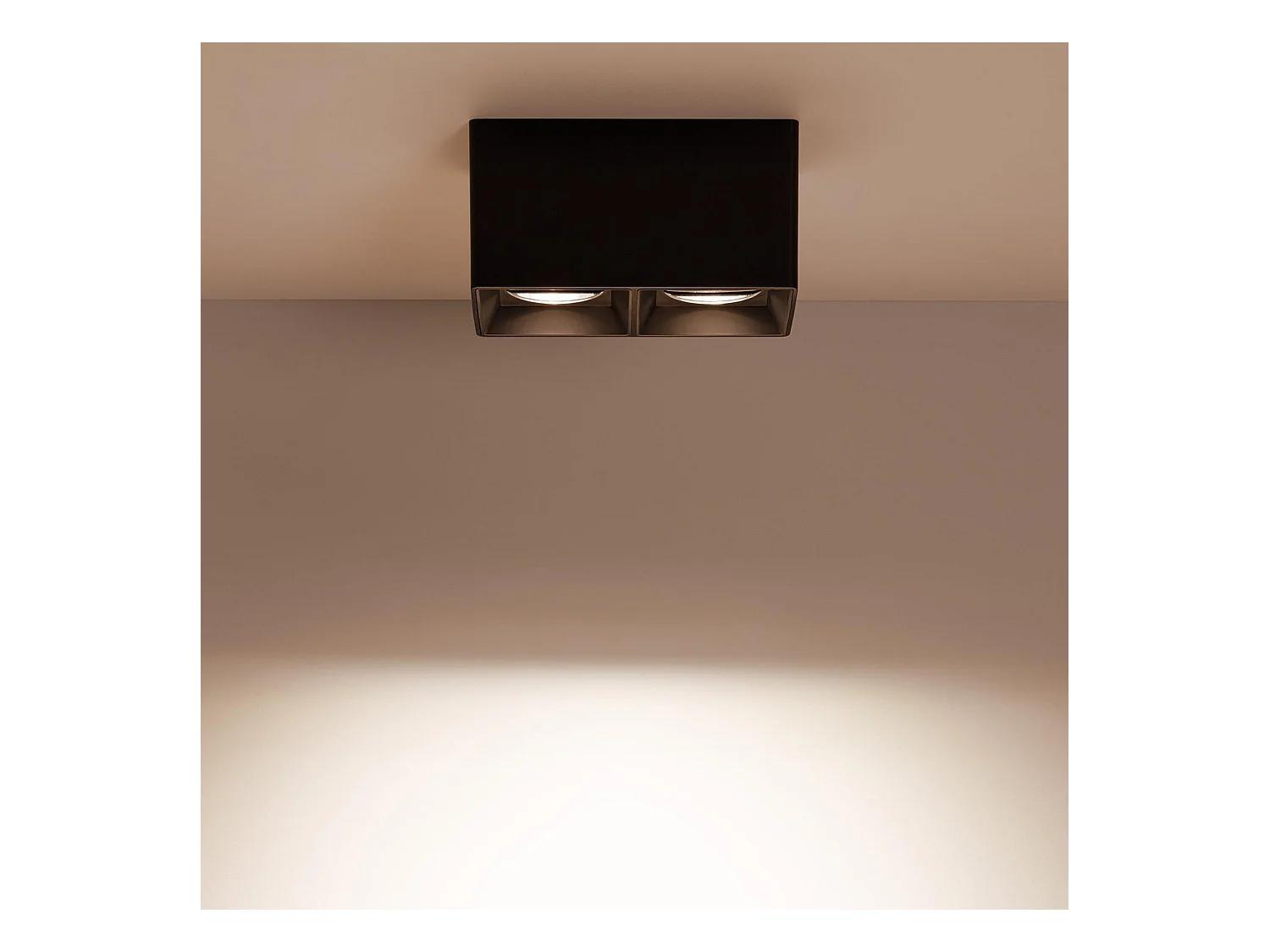 Plafonnier Space Carré Double Noir avec Ampoule GU10  4000K Blanc neutre