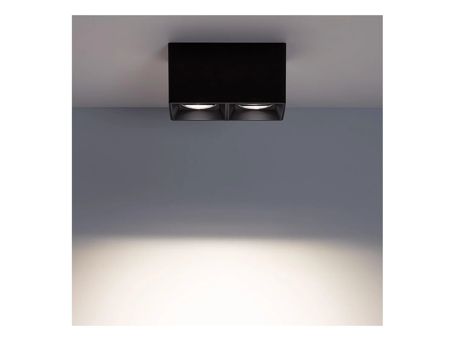 Plafonnier Space Carré Double Noir avec Ampoule GU10  4000K Blanc neutre