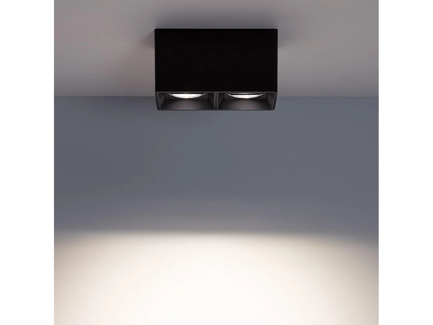 Plafonnier Space Carré Double Noir avec Ampoule GU10  4000K Blanc neutre