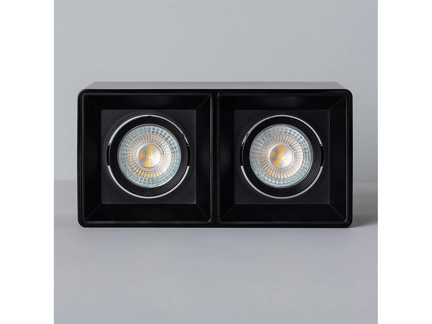 Plafonnier Space Carré Double Noir avec Ampoule GU10  4000K Blanc neutre