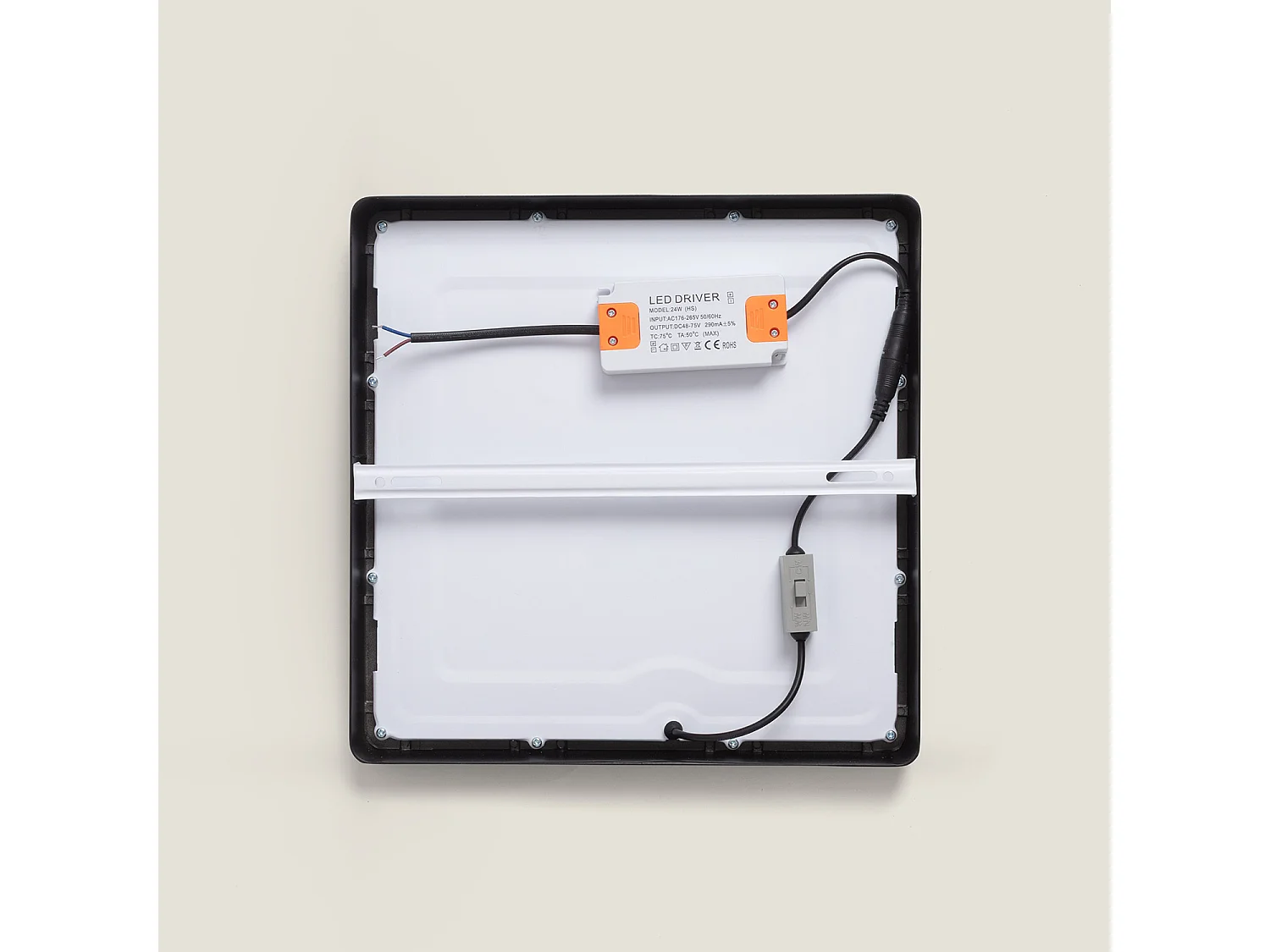 Plafón LED 24W Cuadrado Aluminio 280x280 mm Slim CCT Seleccionable Galán SwitchDimm Negro