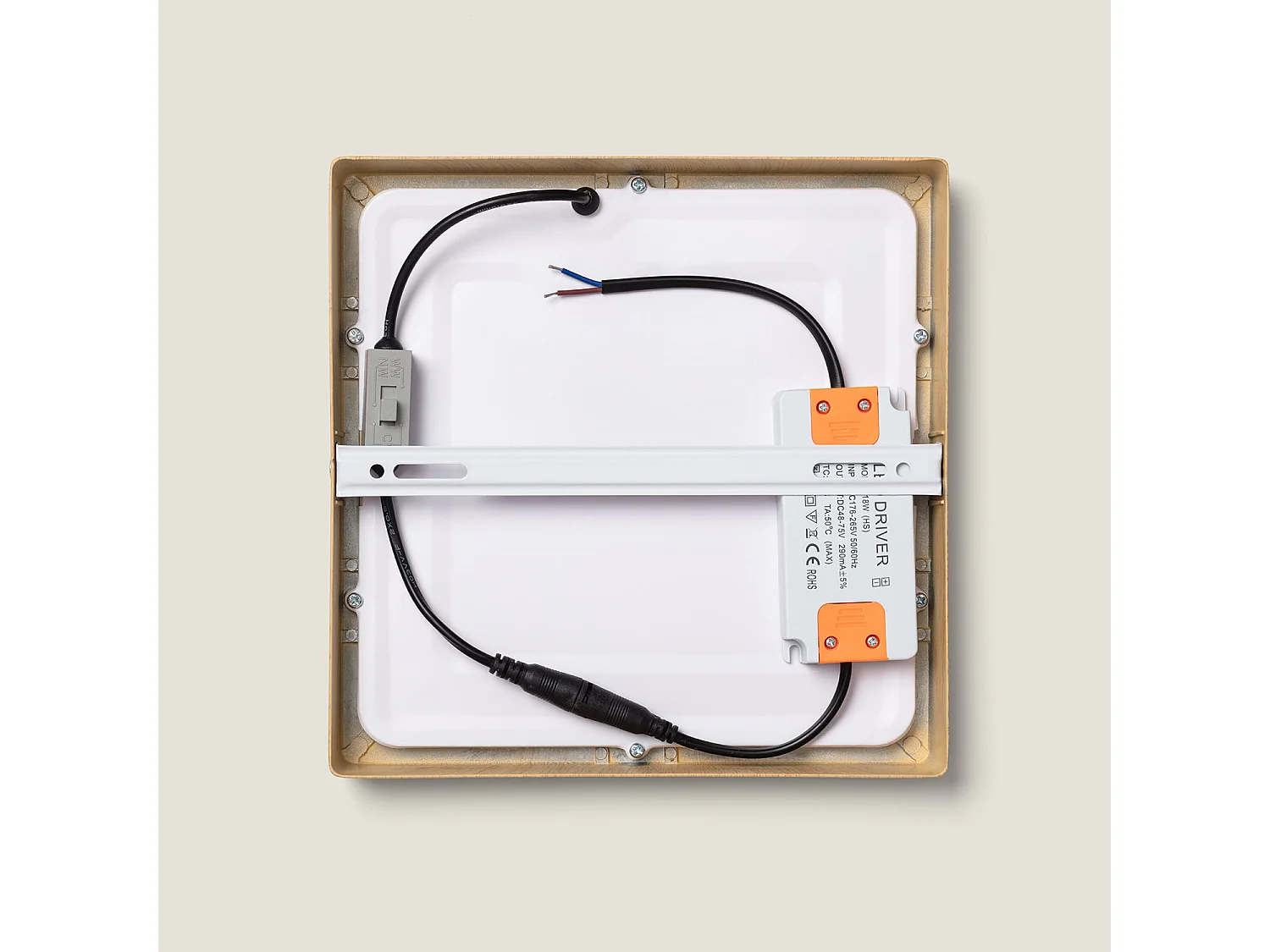 Plafonnier LED 18W Carré Aluminium 210x210 mm Slim CCT Sélectionnable Galán SwitchDimm Naturel