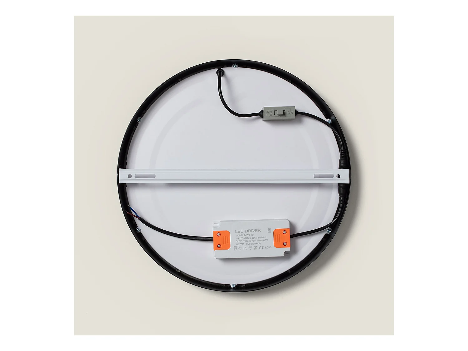 Plafoniera LED 24W Circolare Alluminio Ø280 mm Slim CCT Selezionabile Galán SwitchDimm Nero