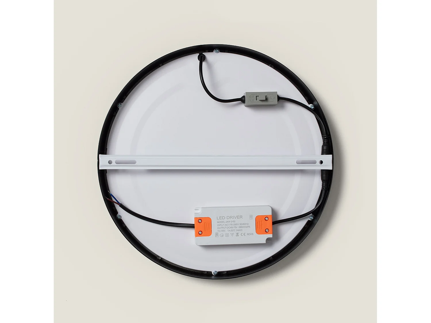 Plafonnier LED 24W Rond Aluminium Ø280 mm Slim CCT Sélectionnable Galán SwitchDimm Noir