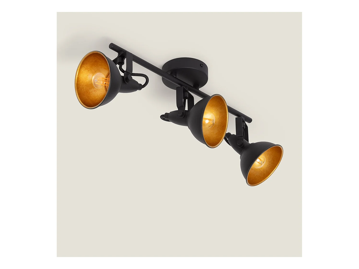 Lámpara de Techo Orientable Aluminio 3 Focos Negro Emer Negro