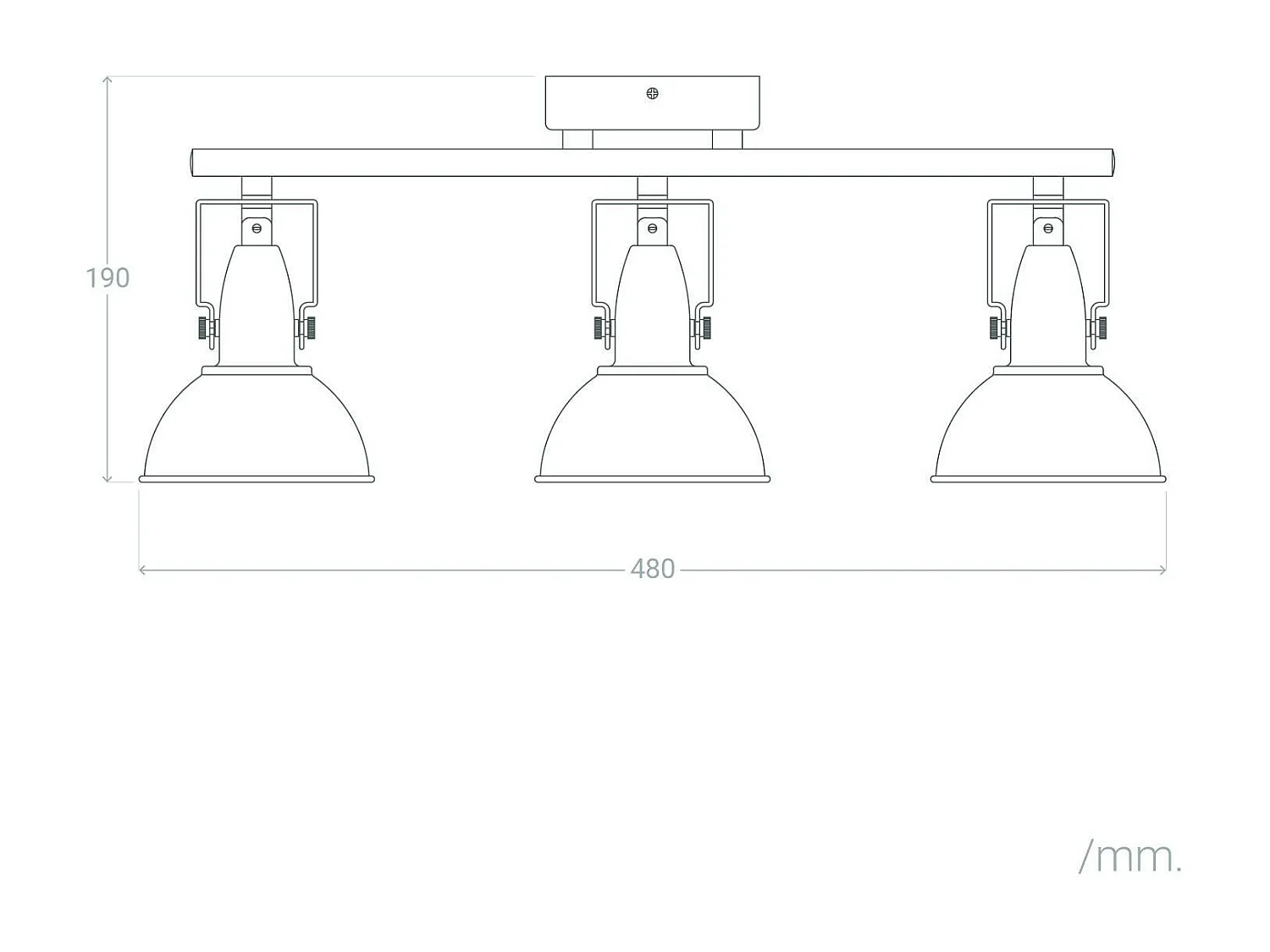 Lámpara de Techo Orientable Aluminio 3 Focos Negro Emer Negro