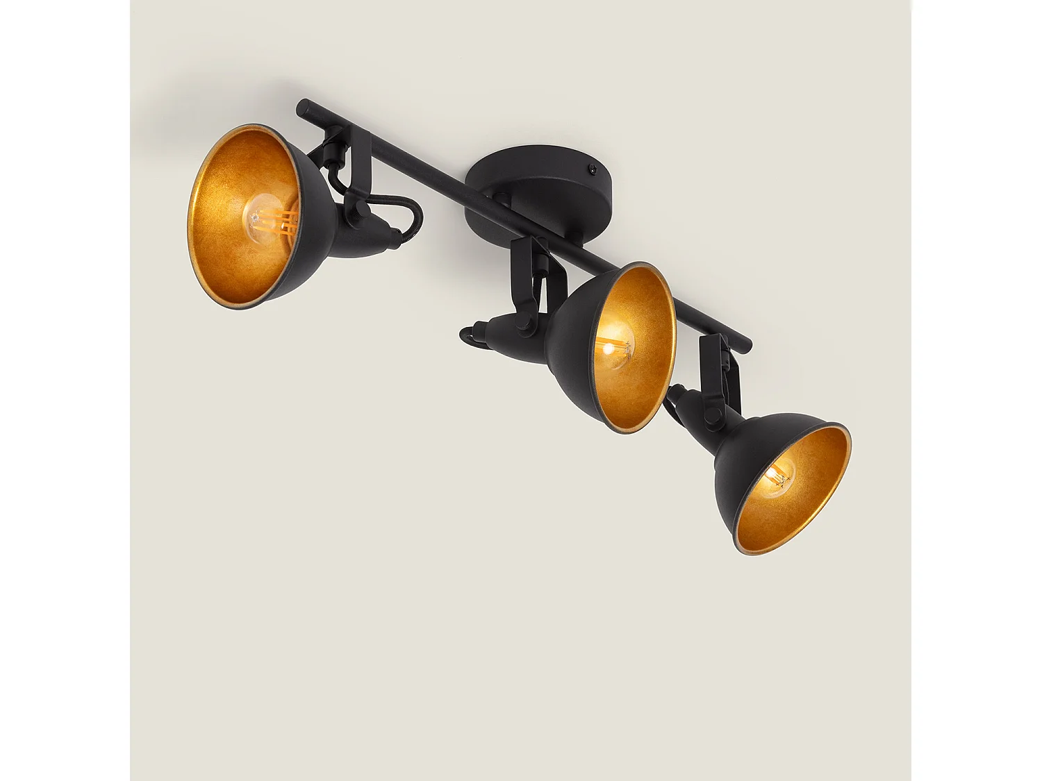 Lampada da Soffitto Orientabile in Alluminio 3 Faretti Emer Nero Nero