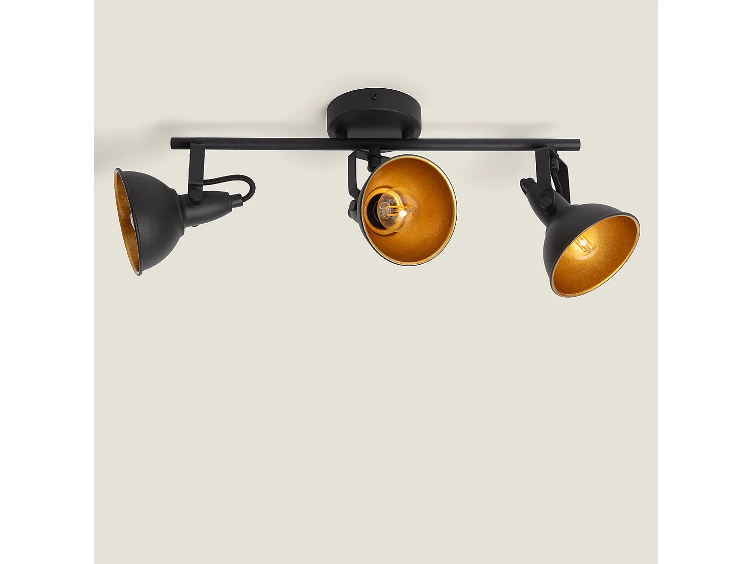 Lampada da Soffitto Orientabile in Alluminio 3 Faretti Emer Nero Nero