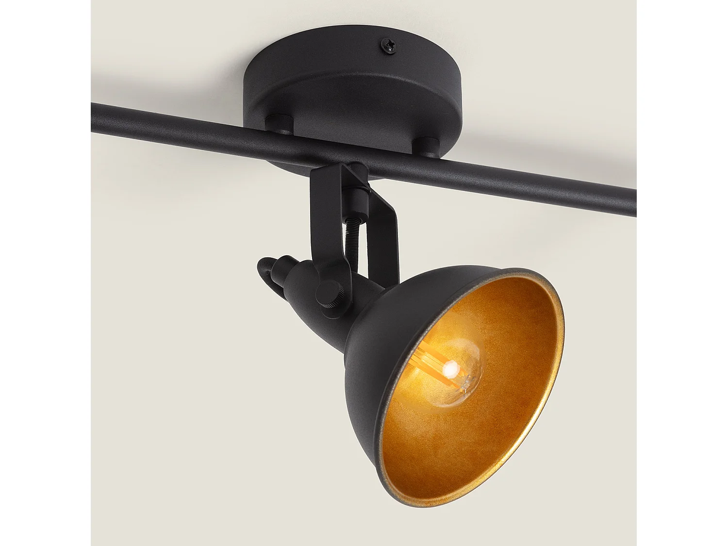 Lampada da Soffitto Orientabile in Alluminio 3 Faretti Emer Nero Nero
