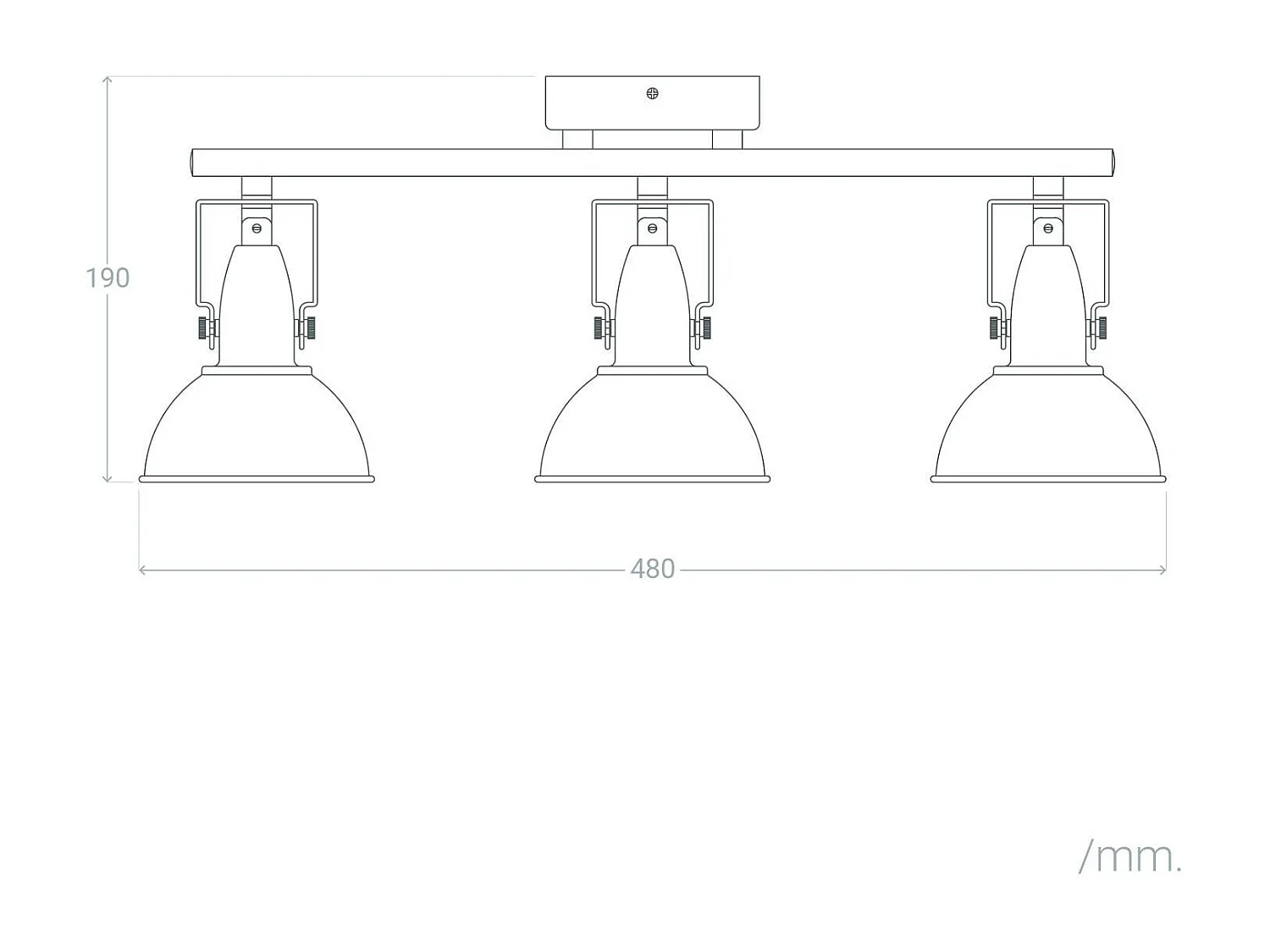 Lampada da Soffitto Orientabile in Alluminio 3 Faretti Emer Nero Nero