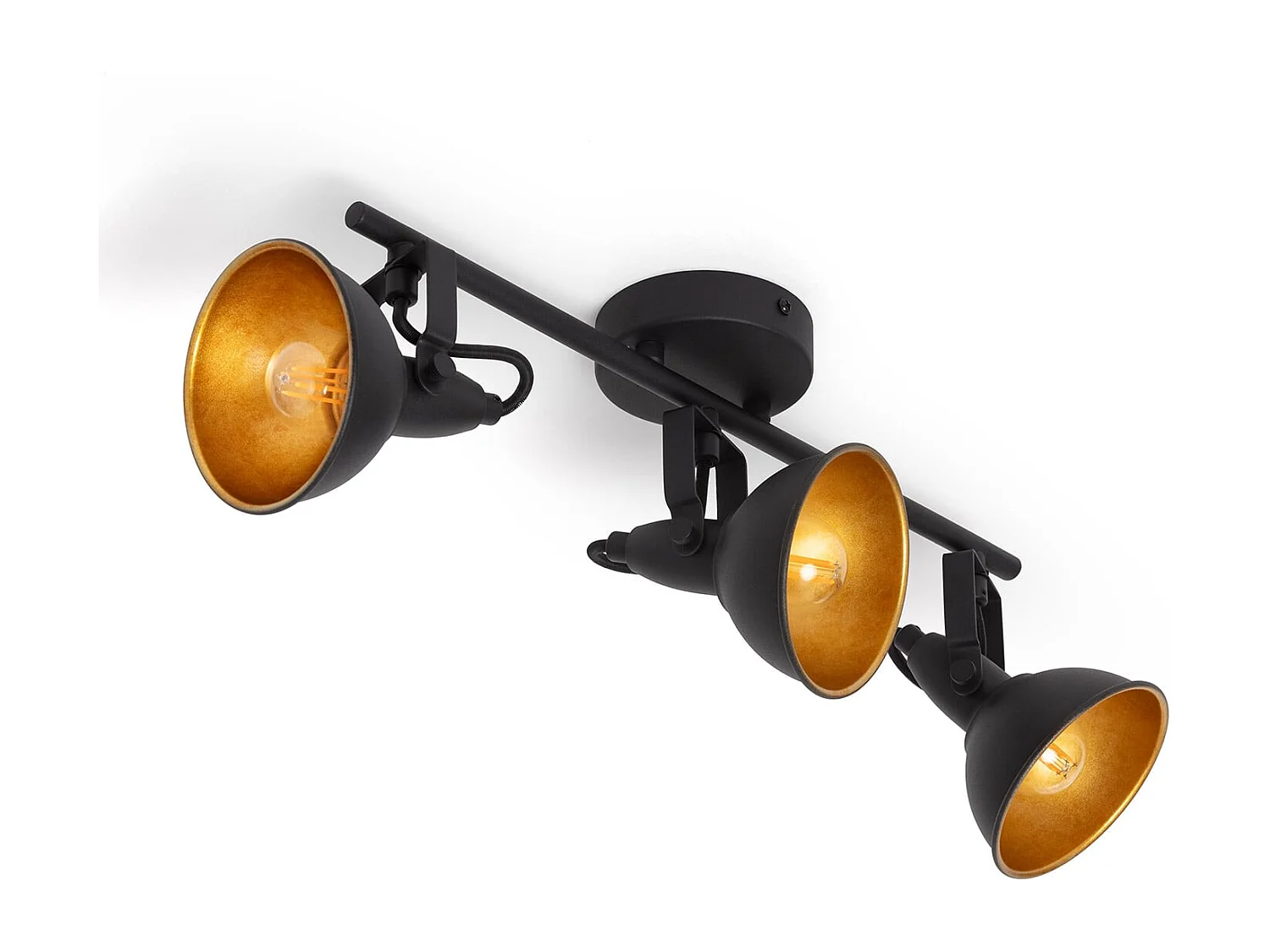 Lampada da Soffitto Orientabile in Alluminio 3 Faretti Emer Nero Nero