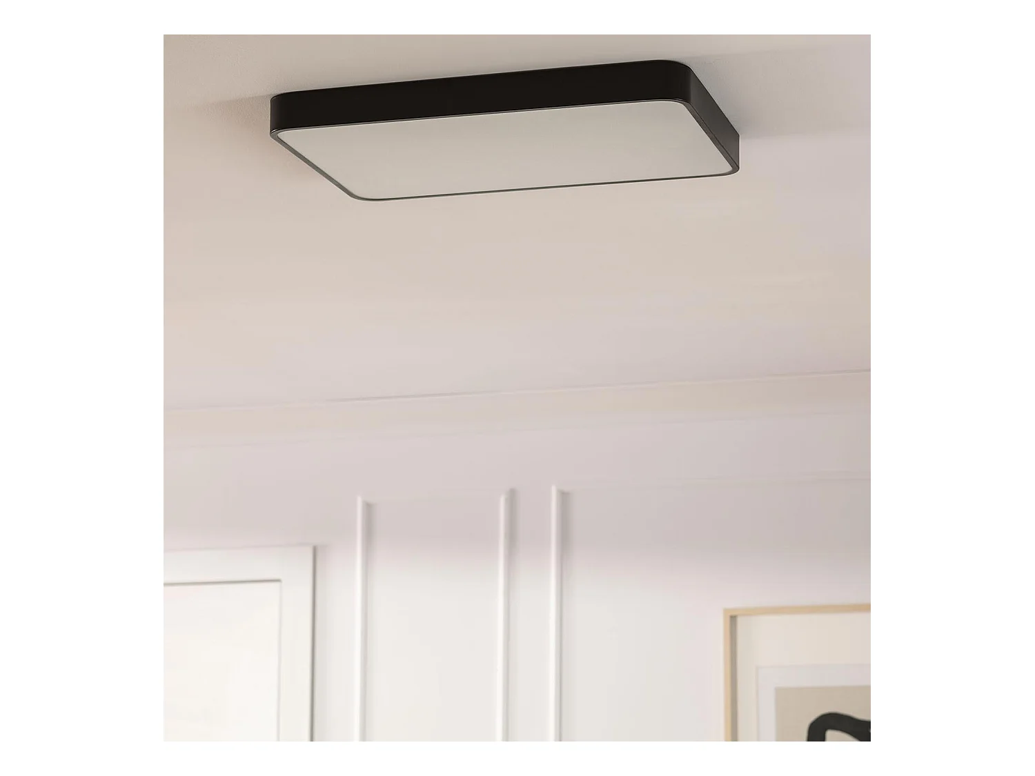 Plafoniera LED 40W Rettangolare Metallo 600x400 mm CCT Selezionabile Hidria Nero