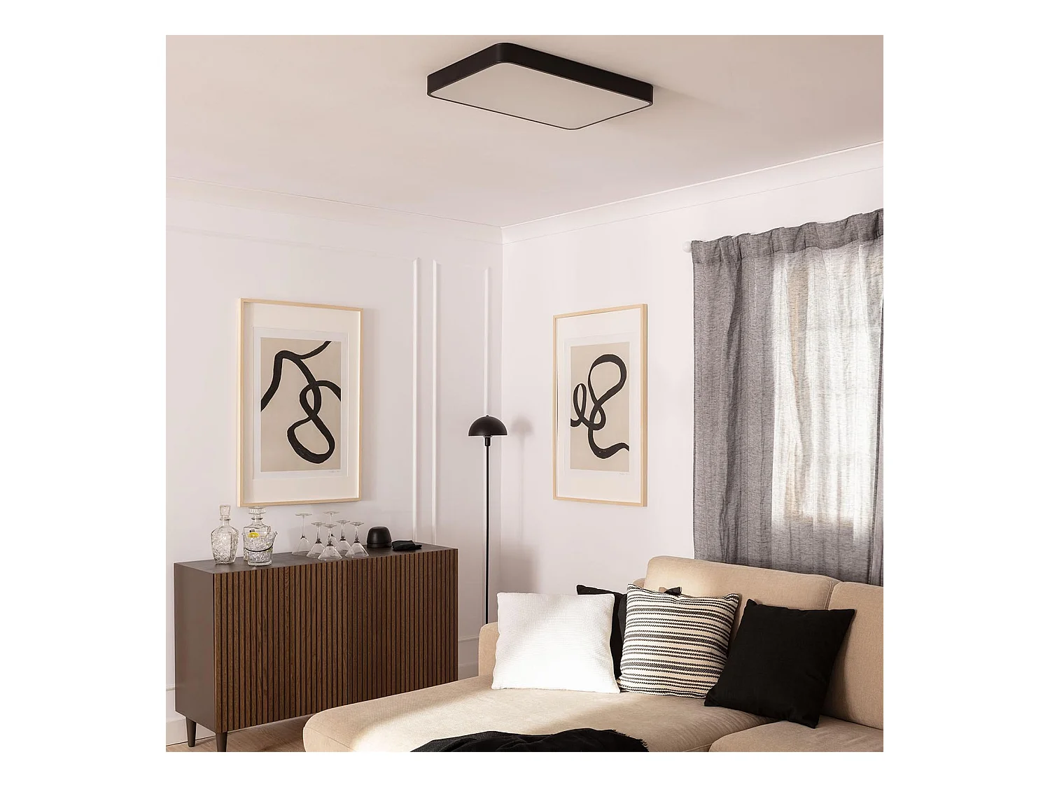 Plafoniera LED 40W Rettangolare Metallo 600x400 mm CCT Selezionabile Hidria Nero