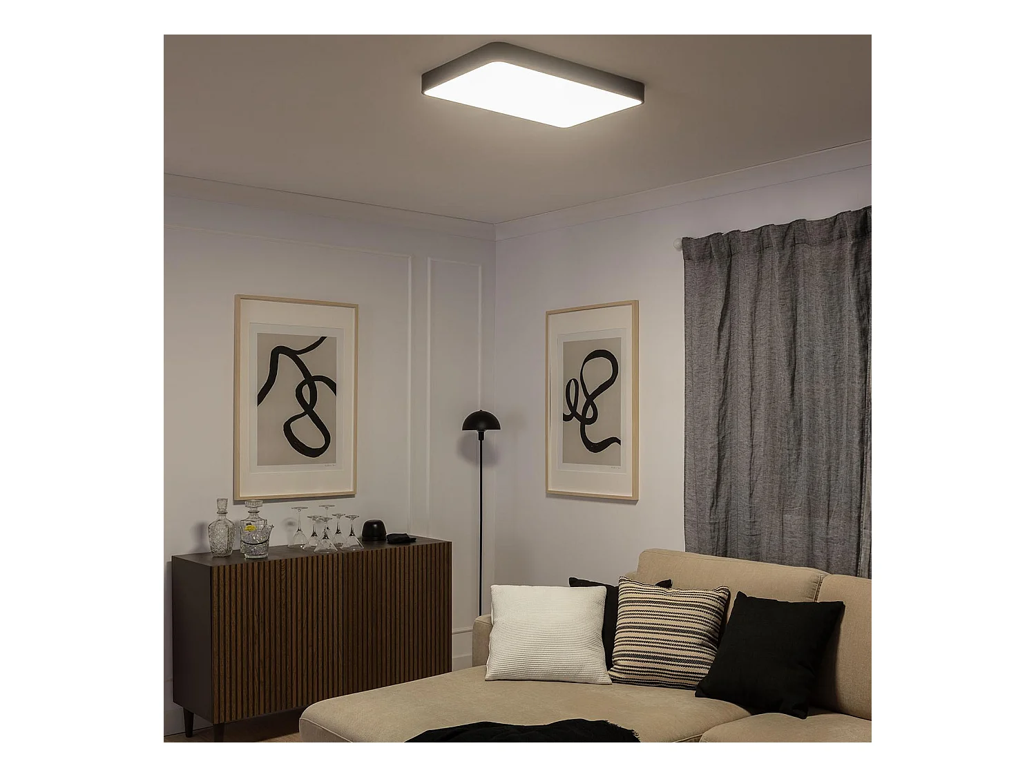 Plafoniera LED 40W Rettangolare Metallo 600x400 mm CCT Selezionabile Hidria Nero