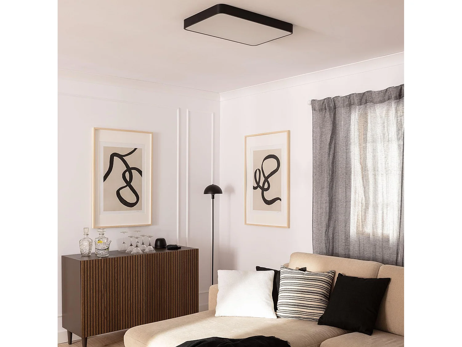 Plafonnier LED Rectangulaire Métal 40W CCT Sélectionnable Hidria 600x400 mm Noir