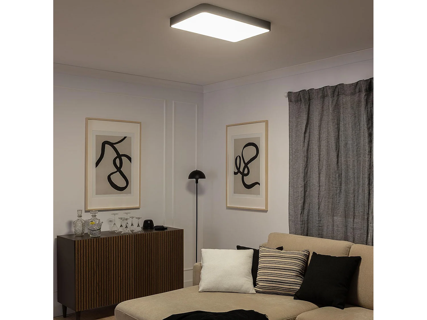 Plafonnier LED Rectangulaire Métal 40W CCT Sélectionnable Hidria 600x400 mm Noir