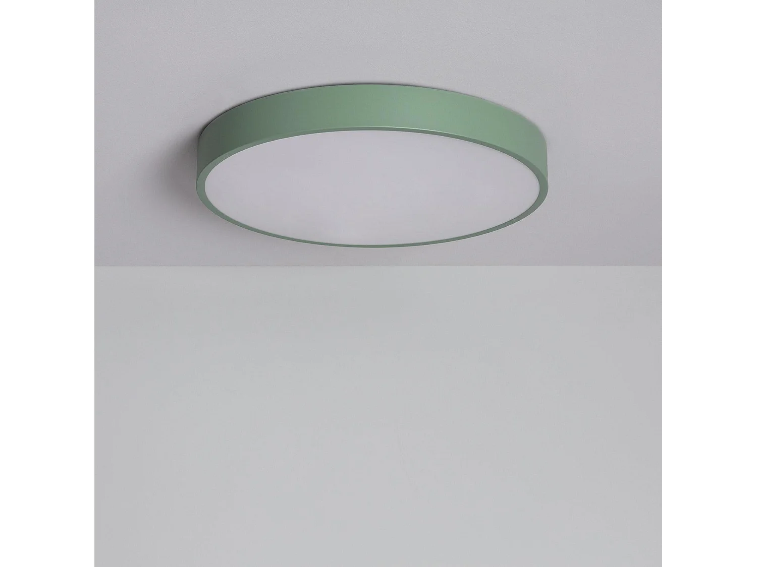 Plafonnier LED Rond Métal 24W CCT Sélectionnable Iris Ø400 mm Vert Céladon