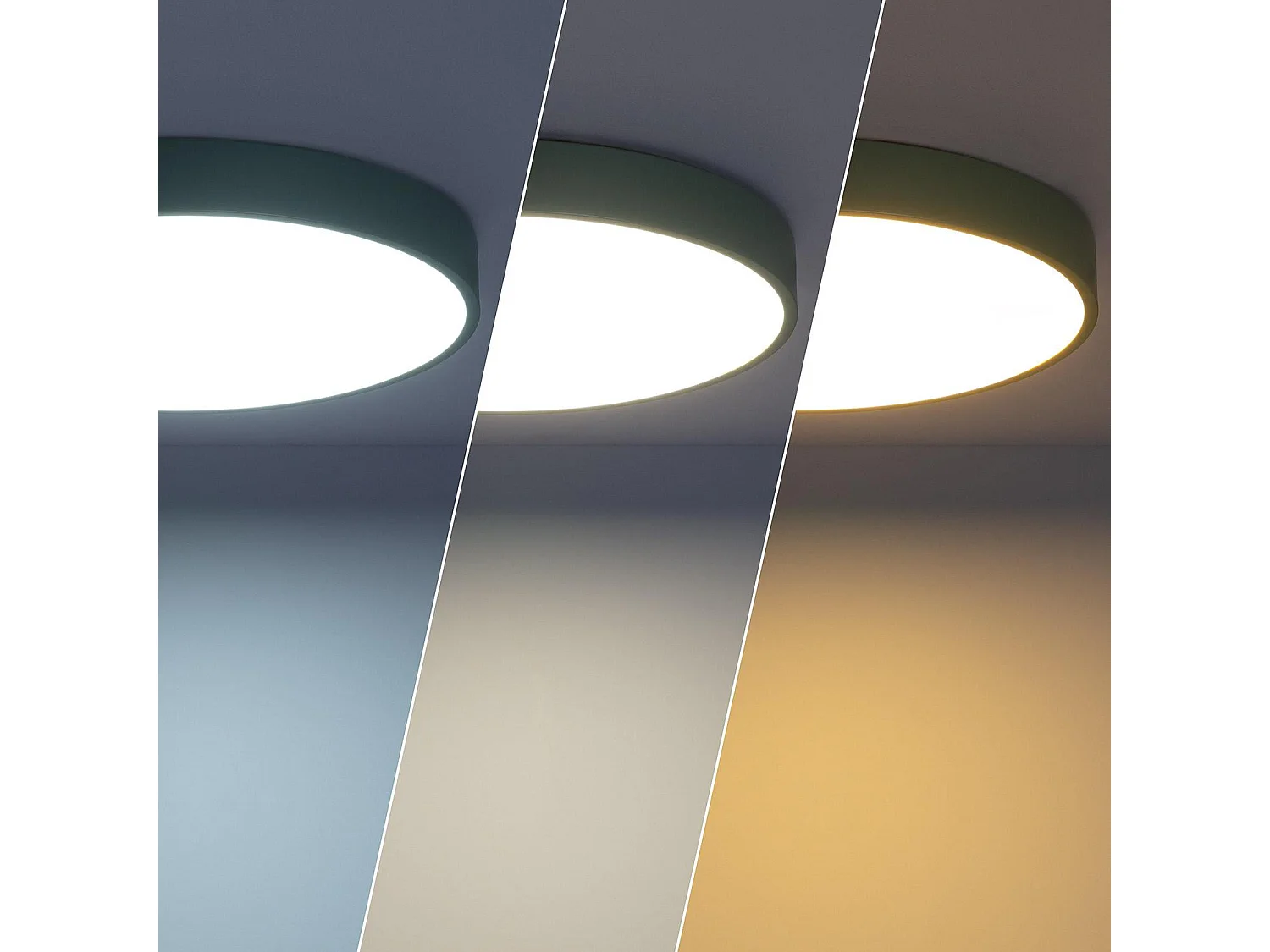 Plafonnier LED Rond Métal 24W CCT Sélectionnable Iris Ø400 mm Vert Céladon