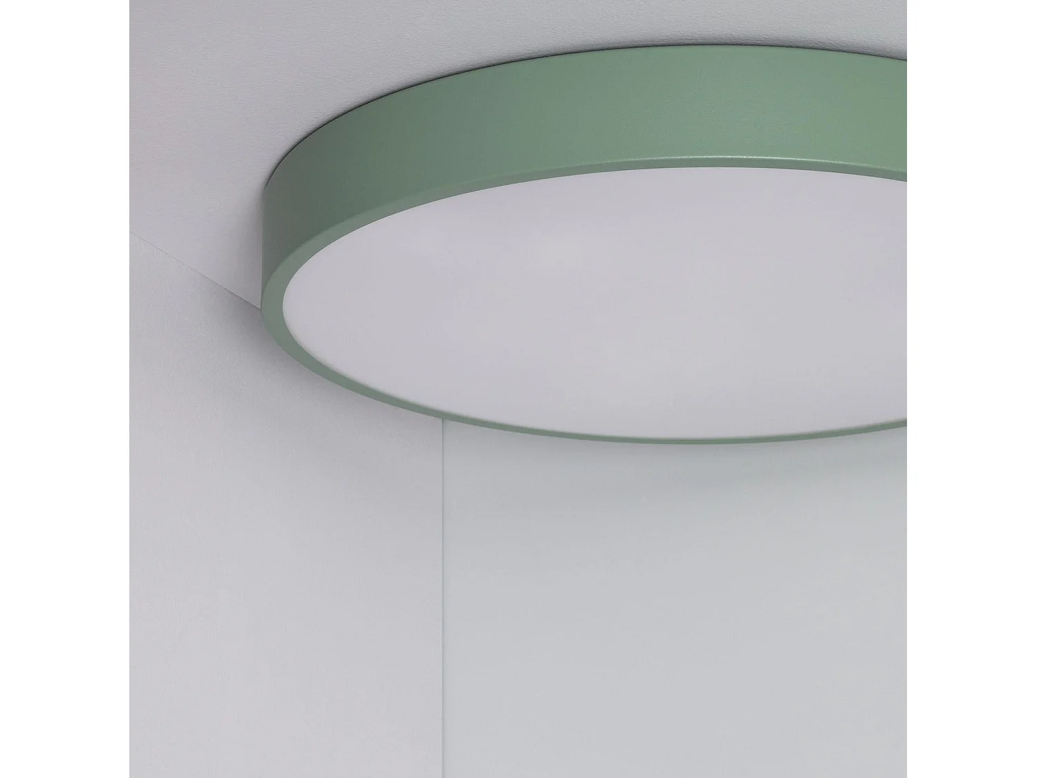 Plafonnier LED Rond Métal 24W CCT Sélectionnable Iris Ø400 mm Vert Céladon