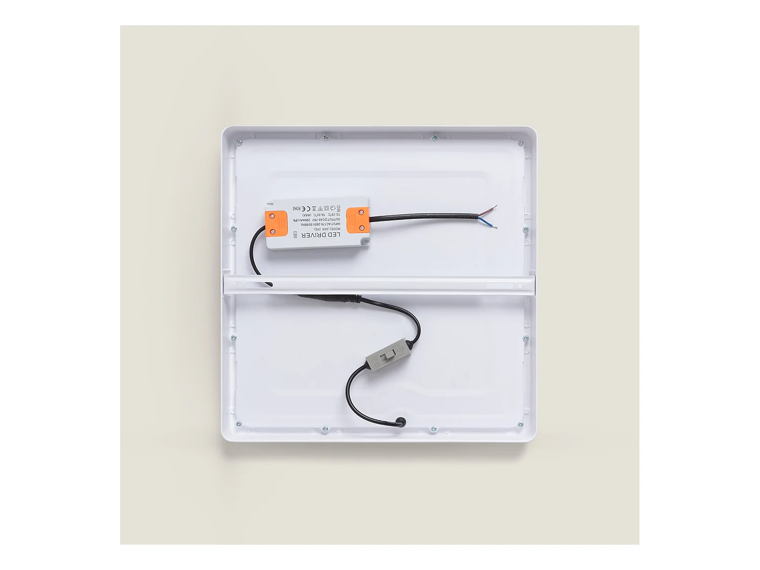 Plafonnier LED Carré Aluminium Slim 24W CCT Sélectionnable Galán 280x280 mm SwitchDimm Blanc