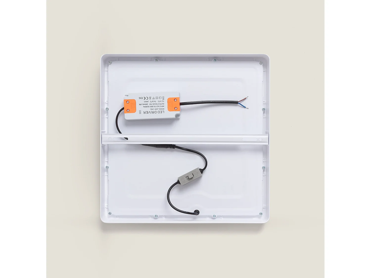 Plafonnier LED Carré Aluminium Slim 24W CCT Sélectionnable Galán 280x280 mm SwitchDimm Blanc