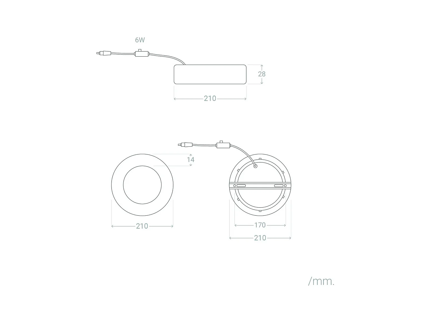 Plafón LED 18W Circular Aluminio Ø210 mm Slim CCT Seleccionable Galán SwitchDimm Blanco