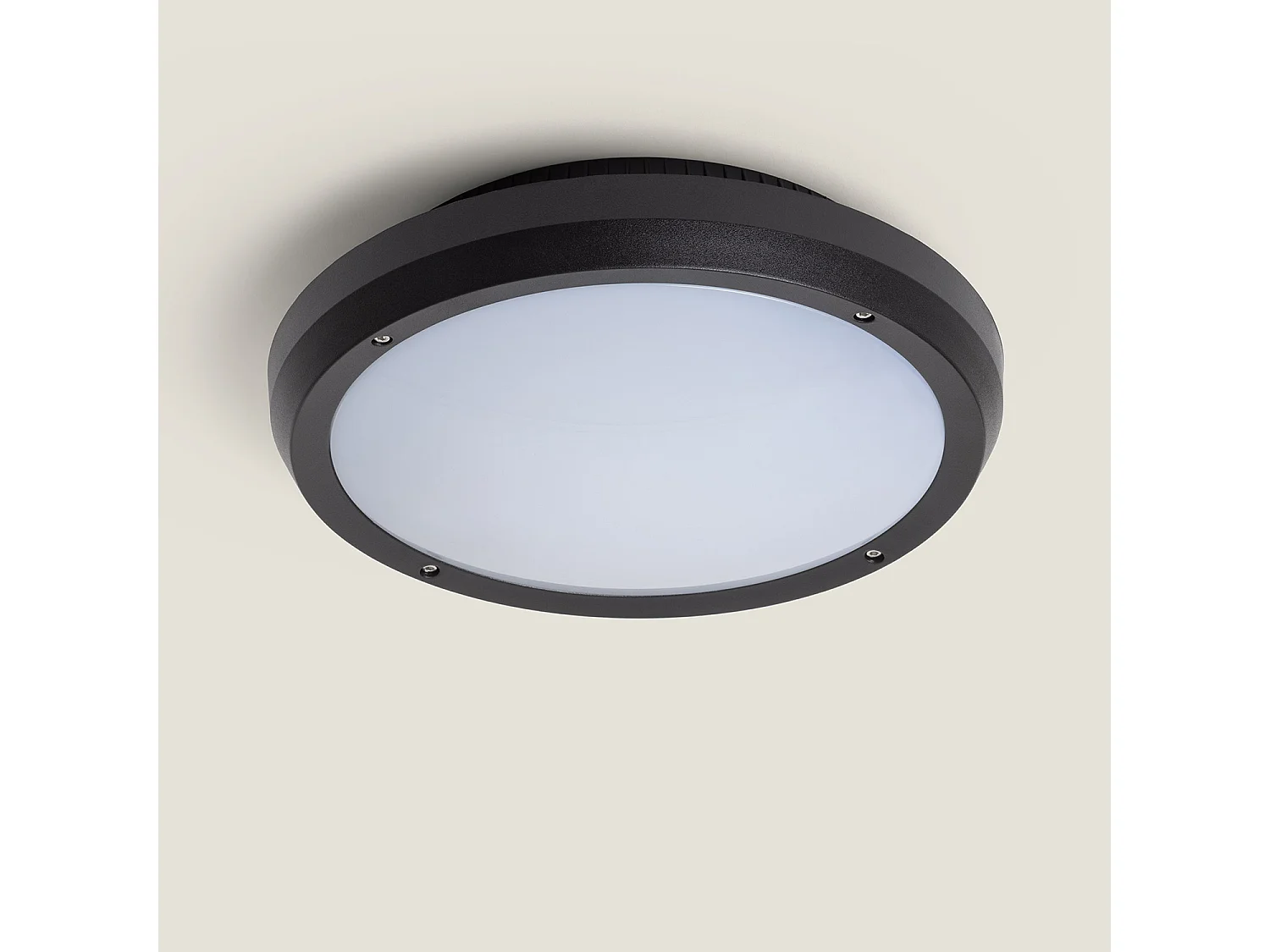 Plafoniera Circolare da Soffitto per Esterni Curio Nero IP65 Ø300 mm Nero