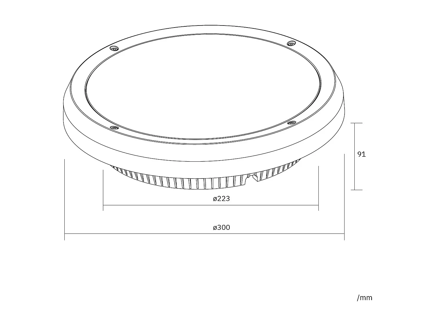 Plafoniera Circolare da Soffitto per Esterni Curio Nero IP65 Ø300 mm Nero