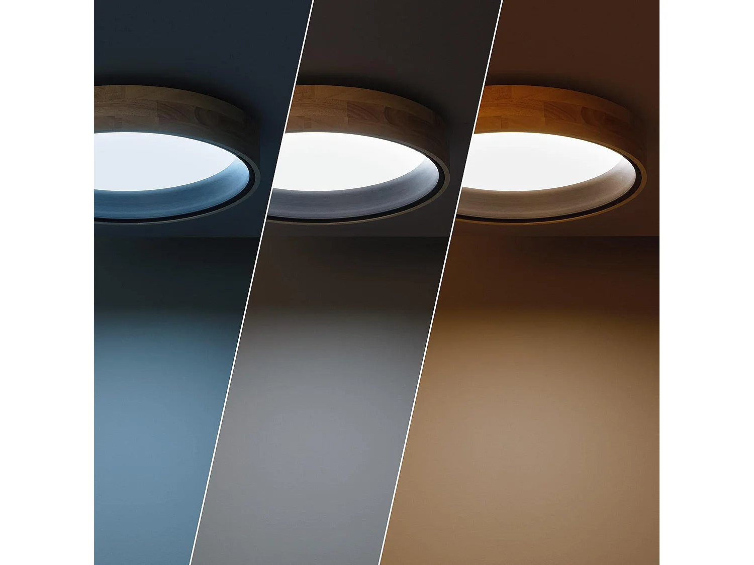 Plafoniera LED 20W Circolare Legno Ø470 mm CCT Selezionabile Dari Nero