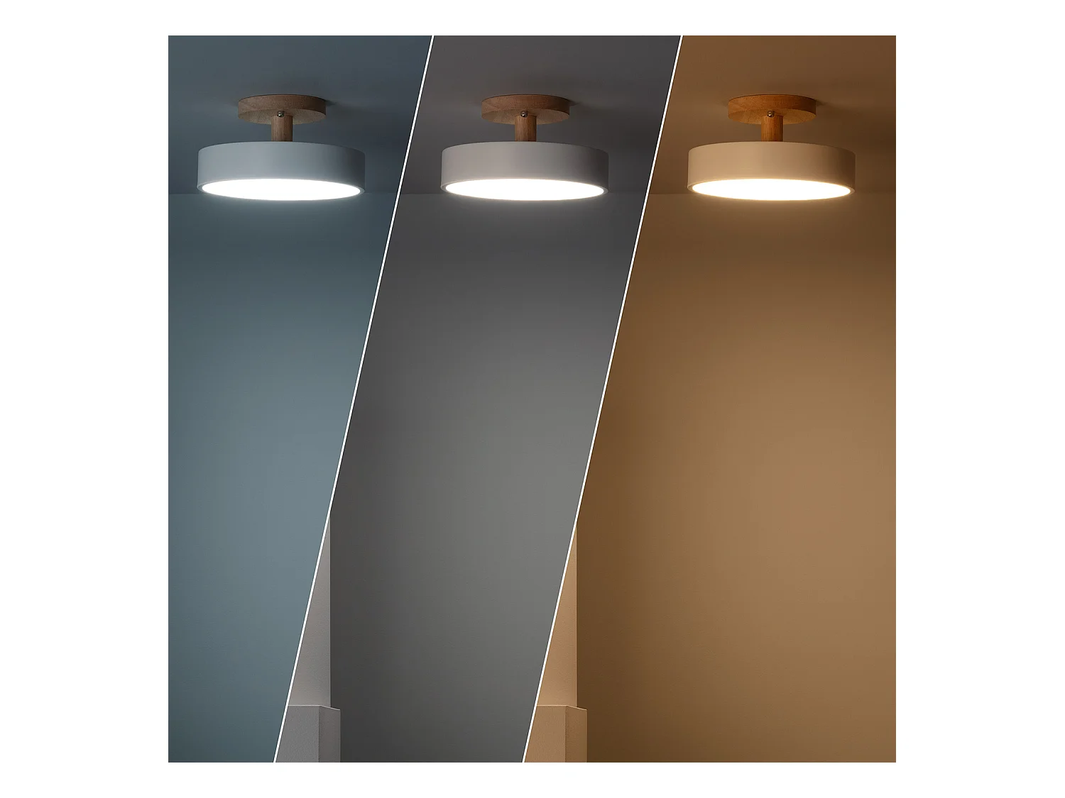 Lampada da Soffitto LED 12W Legno e Metallo CCT Selezionabile Whisty Bianco