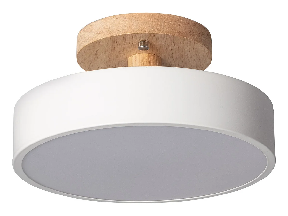 Plafonnier LED Bois et Métal 12W CCT Sélectionnable Whisty Blanc