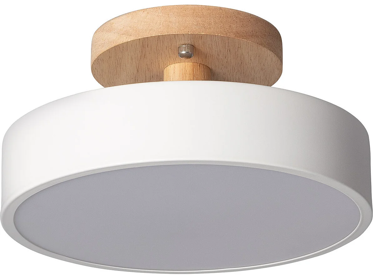 Plafonnier LED Bois et Métal 12W CCT Sélectionnable Whisty Blanc
