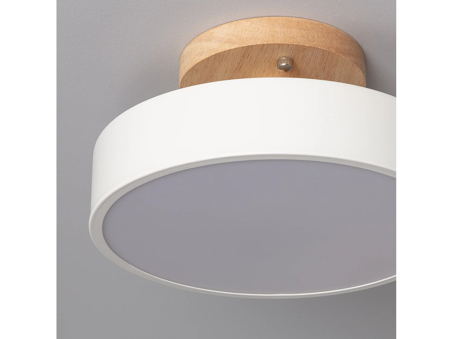 Plafonnier LED Bois et Métal 12W CCT Sélectionnable Whisty Blanc
