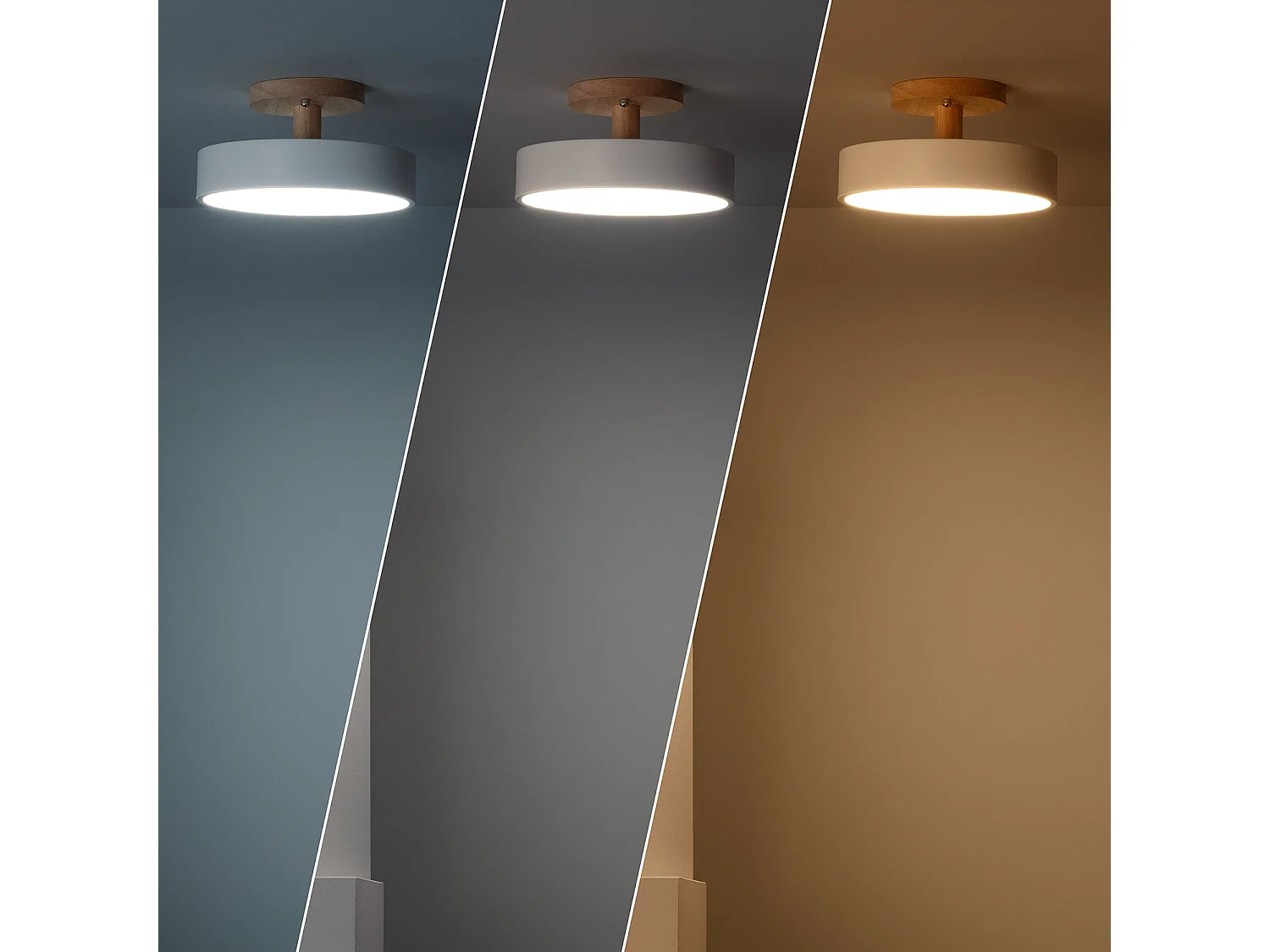 Plafonnier LED Bois et Métal 12W CCT Sélectionnable Whisty Blanc