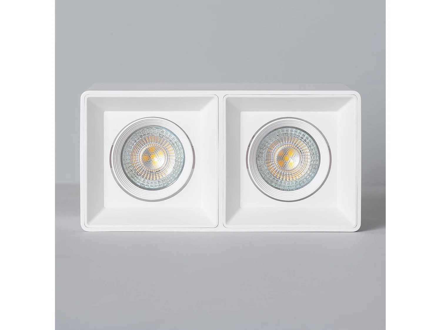 Plafonnier Space Carré Double Blanc avec Ampoule GU10 6000K Blanc froid