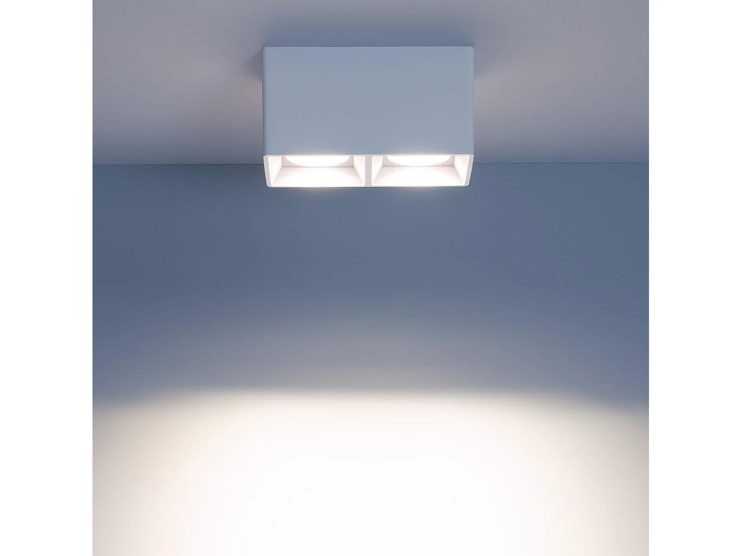 Applique da Soffitto Quadrata Doppia Bianca con Lampadina GU10 Space 6000K Bianco Freddo