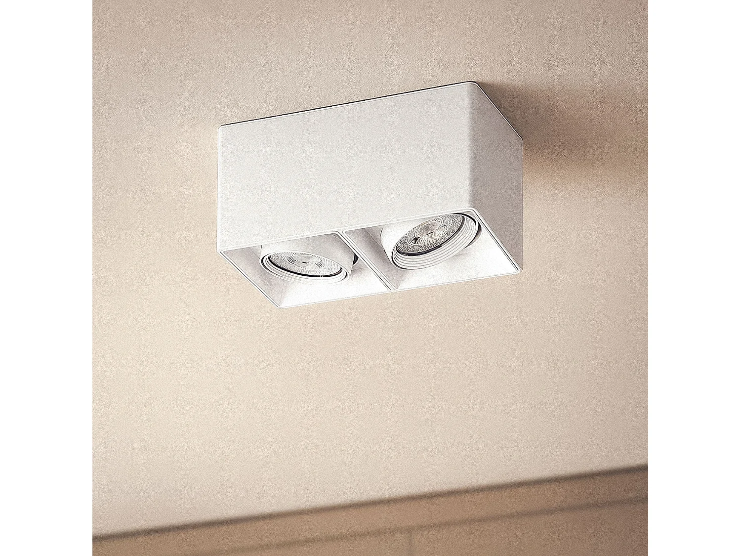 Applique da Soffitto Quadrata Doppia Bianca con Lampadina GU10 Space 6000K Bianco Freddo