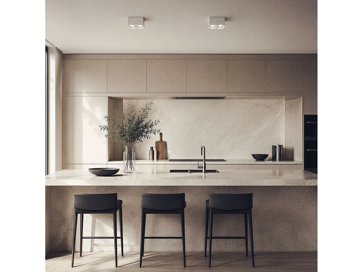 Applique da Soffitto Quadrata Doppia Bianca con Lampadina GU10 Space 6000K Bianco Freddo