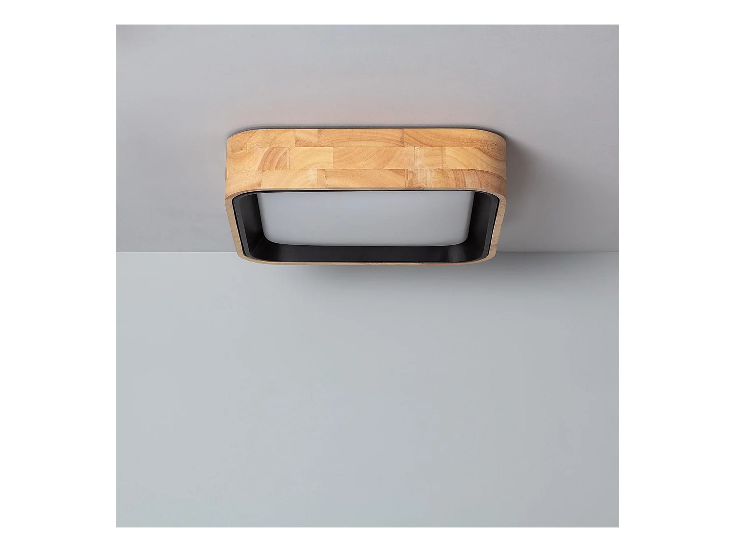 Plafoniera LED 15W Quadrata Legno 370x370 mm CCT Selezionabile Dari Nero